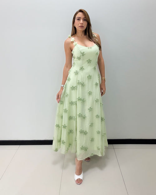 MINT APLIQUE MIDI DRESS