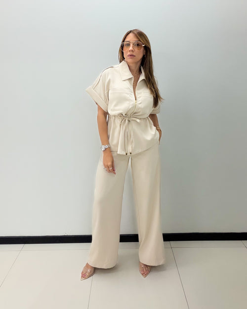 CREAM PANT SET