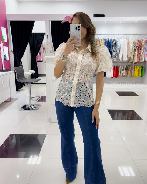 IVORY PINK MULTI BLOUSE