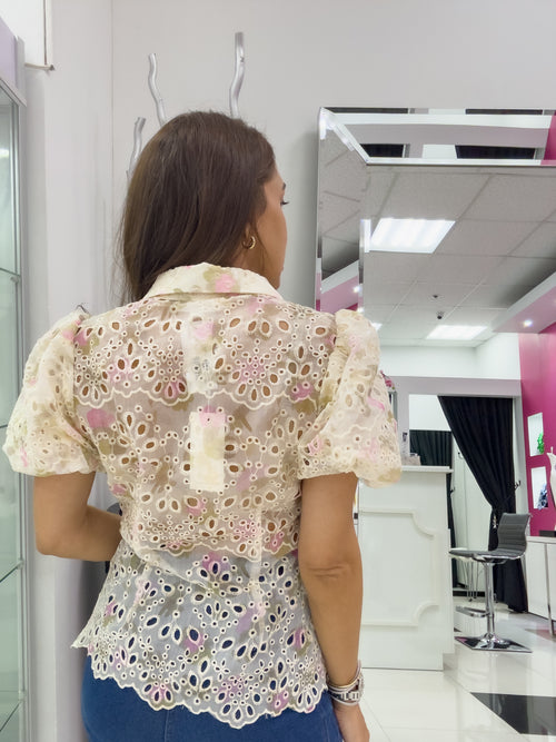 IVORY PINK MULTI BLOUSE