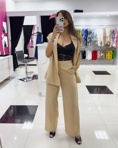 NUDE BLAZER PANT SET