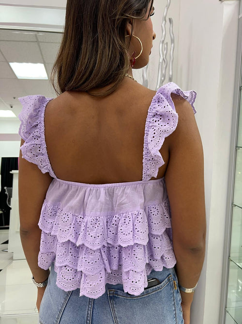 LAVENDER EYELET TOP
