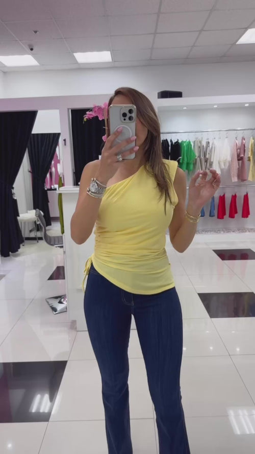 YELLOW ONE SHOULDER TOP