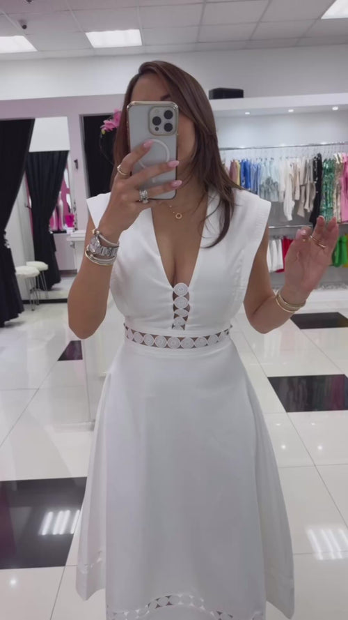 WHITE MIDI DRESS