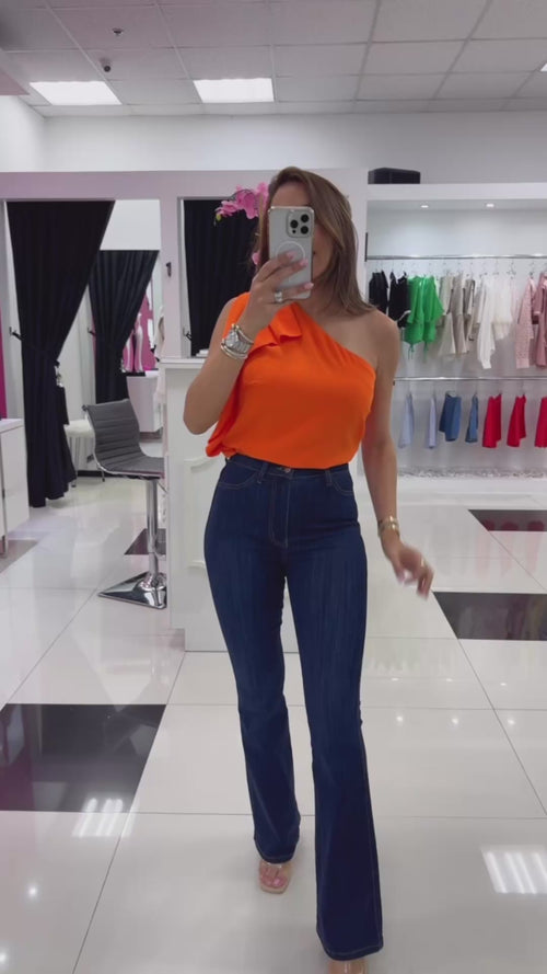 ONE SHOULDER RUFFLE TOP